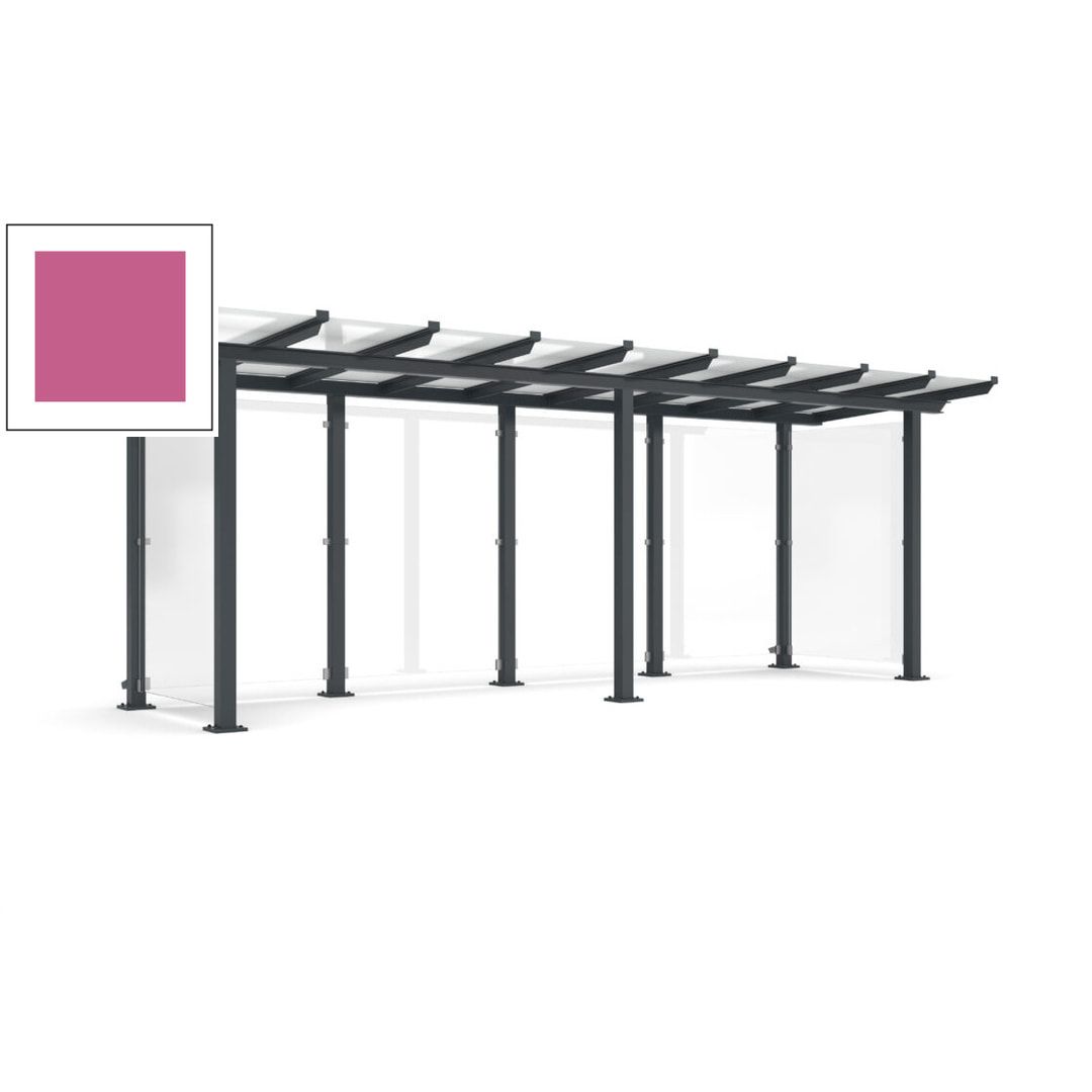 Unterstand mit Pultdach und Sicherheitsglas - feuerverzinkt und farbbeschichtet - 2.435 x 6.850 x 2.090 (HxBxT) - Farbe Achatgrau
