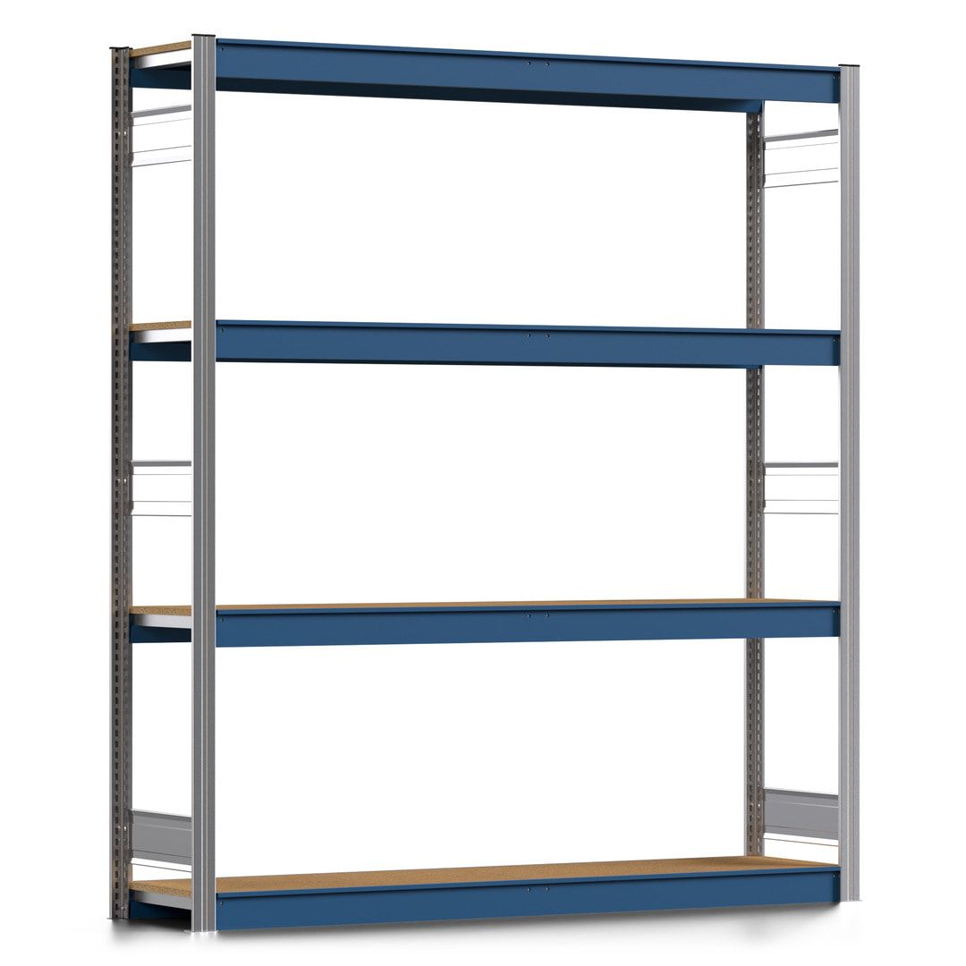 Weitspannregal EMIL - 2.000 x 1.750 x 400 mm (HxBxT) - Fachlast 400 kg - Holzböden - Lagerregal - Anbauregal