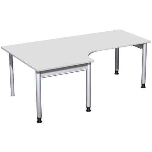 Eckschreibtisch, Eckteil 800 mm, links, Füße einseitig verkürzt, 4-Fuß Pro, höhenverstellbar, 680-800 x 1.600 x 1.200 mm (HxBxT), Dekor Ahorn