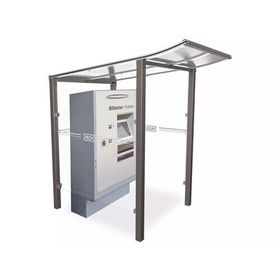 Automatenüberdachung, Automatendach, Stahlpfosten, Polycarbonatdach, UV-behandelt, Einbetonierung, 2.100 x 1.500 mm (HxT), Breite und Farbe wählbar