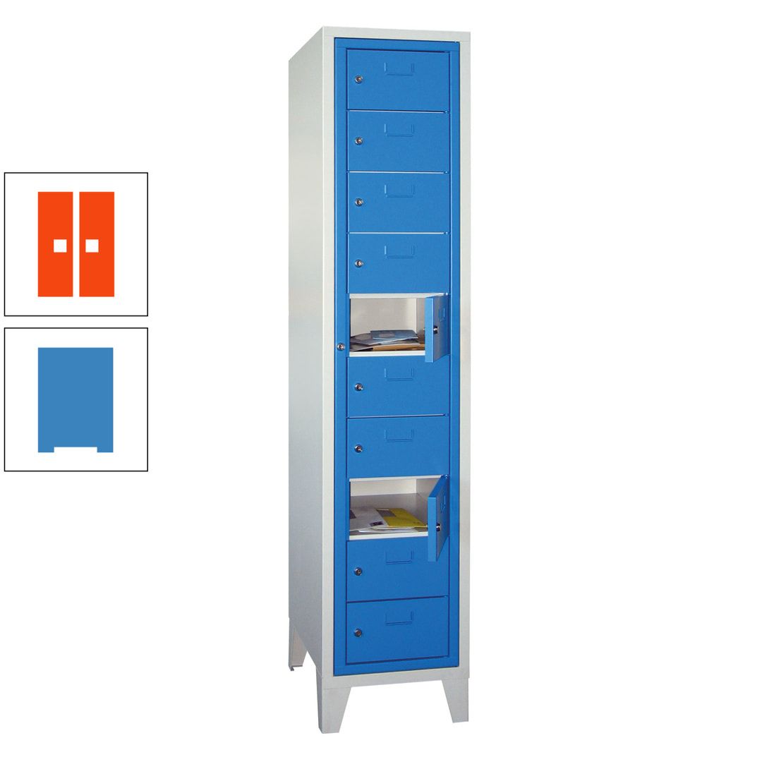 Schließfachschrank - Wäscheausgabeschrank - 10 Fächer a 315 mm - 1.850x400x500 mm (HxBxT) - Füße - Zylinderschloss - anthrazitgrau
