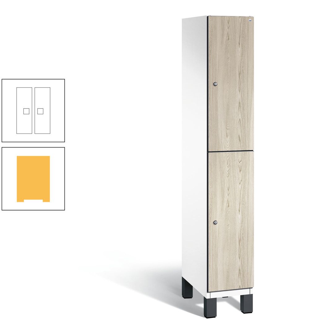 Fächerschrank, Garderobenschrank, mit Füßen, 1 Abteile, 1.980 x 300 x 525 mm (HxBxT), Korpus anthrazitgrau, Tür Donau-Ahorn