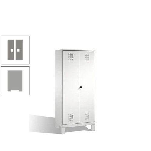 Doppel-Spind, Doppeltüren, Garderobenschrank mit Füßen, 2 Abteile a 400 mm, Korpus anthrazitgrau, Tür anthrazitgrau, 1.850 x 800 x 500 mm (HxBxT)