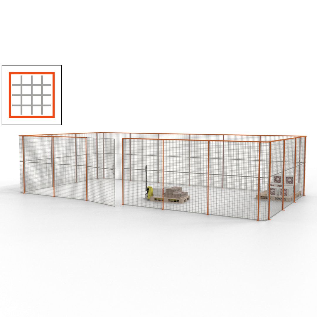 Maschinen Schutzgitter - Hallentrennwand - Sicherheitszaun - Tür - 27 m - 2.200 x 9.400 x 4.900 mm (HxBxT) - enzianblau
