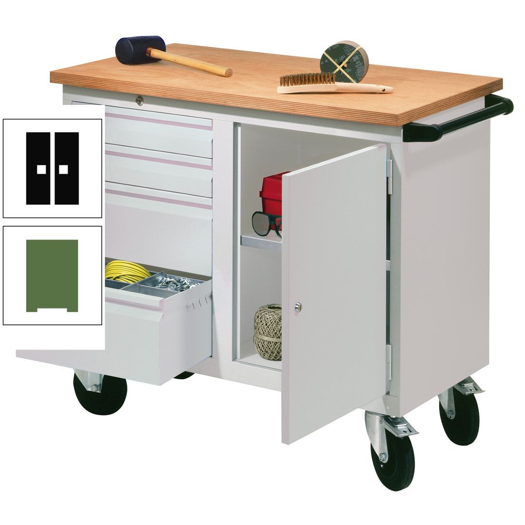 Mobile Werkbank - Werkstattwagen - 915 x 1.090 x 600 mm - 4 Schubladen und Schrankfach - anthrazitgrau