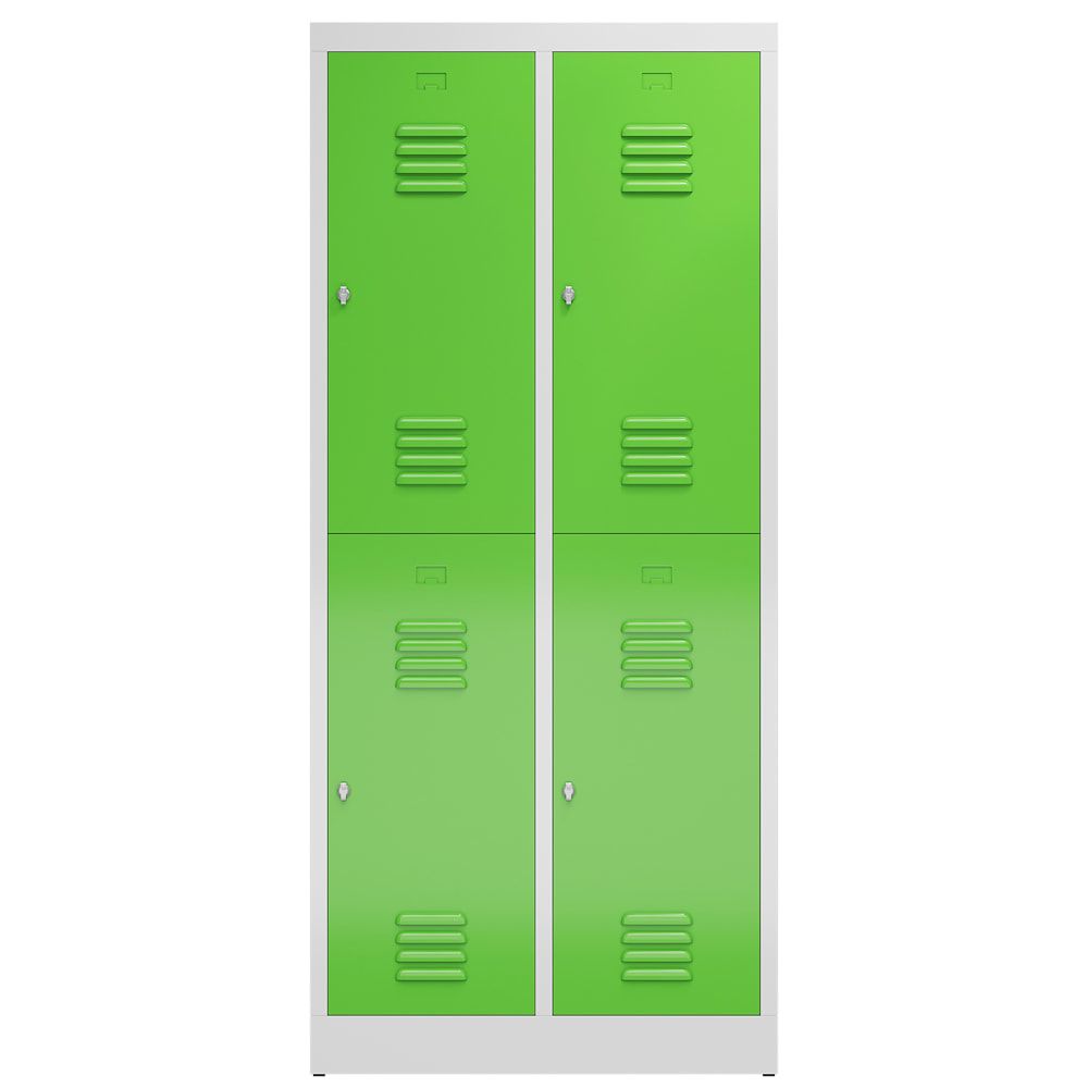 Garderobenschrank, Doppelstockspind, 2 Abteil, 4 Fächer, 1.800 x 800 x 500 mm (HxBxT), Drehriegel, Stahl, Korpus: lichtgrau, Front: anthrazitgrau