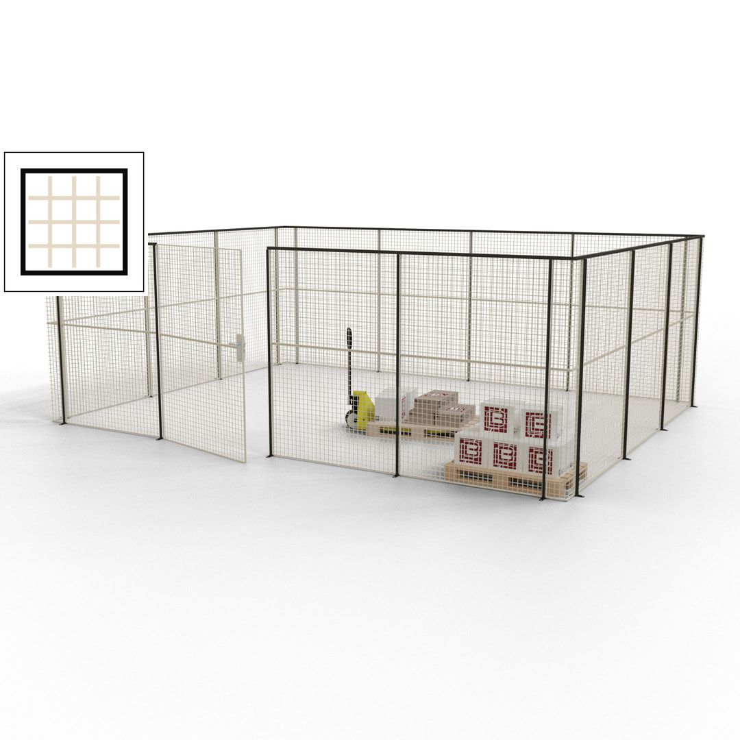 Maschinen Schutzgitter - Hallentrennwand - Sicherheitszaun - Tür - 21 m - 2.200 x 6.400 x 4.900 mm (HxBxT) - enzianblau