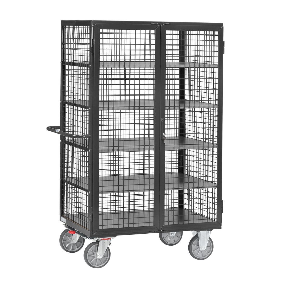 Fetra - Etagen-Kastenwagen - Tragkraft 750 kg - 680 x 1.000 mm (BxT) - Drahtgitter - 2 Türen - Stangenverschluss - brillantblau