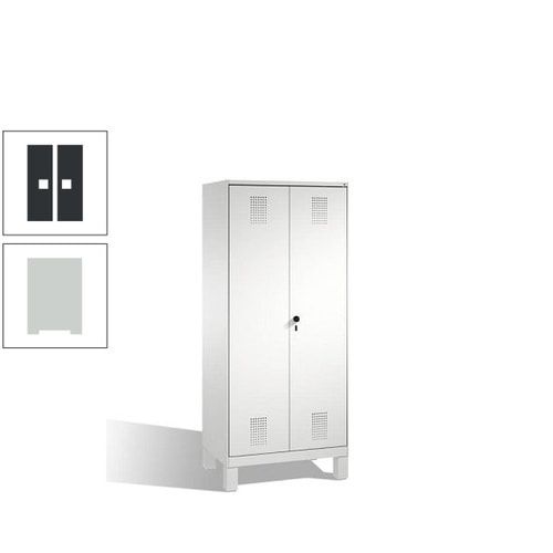 Doppel-Spind, Doppeltüren, Garderobenschrank mit Füßen, 2 Abteile a 400 mm, Korpus anthrazitgrau, Tür anthrazitgrau, 1.850 x 800 x 500 mm (HxBxT)