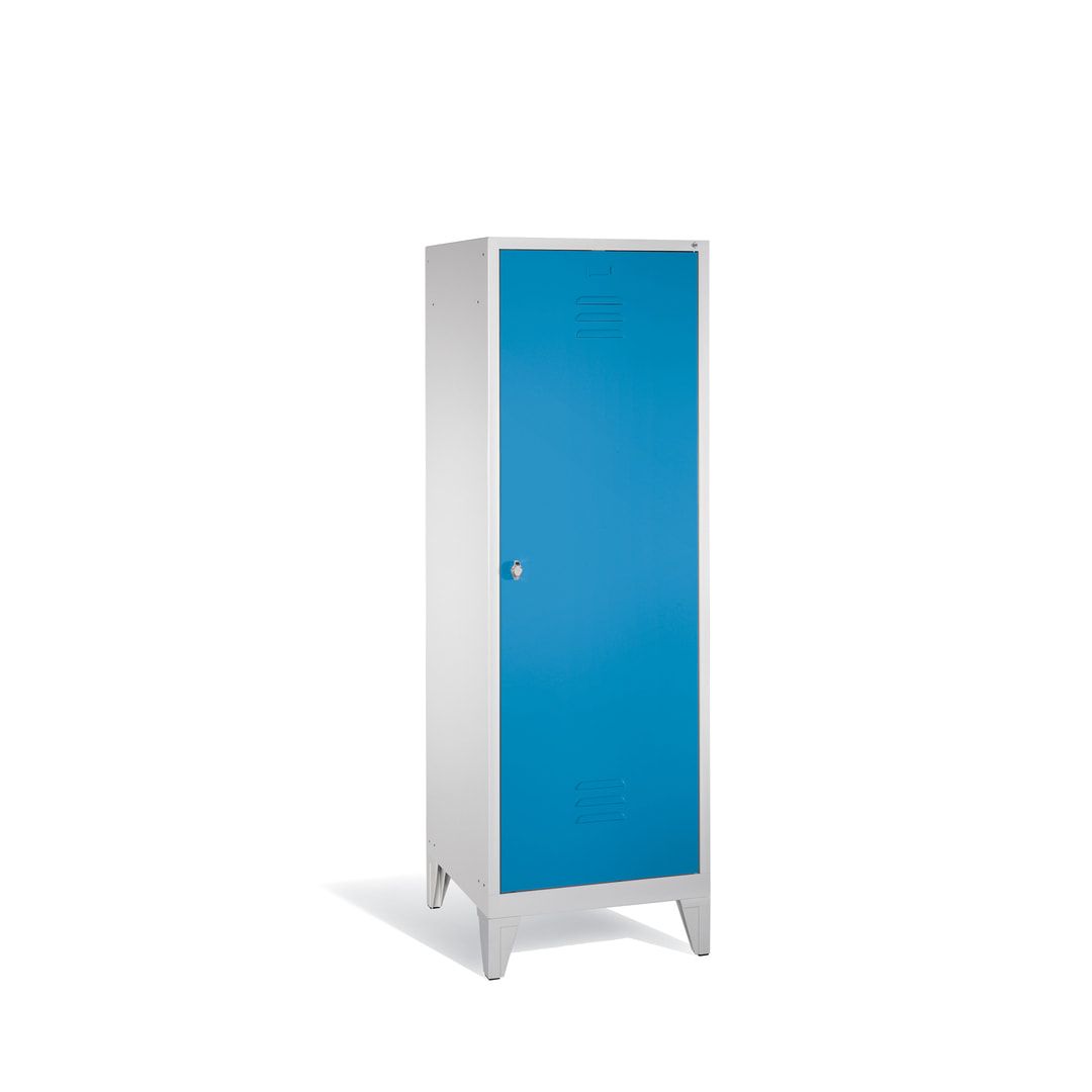 Doppel-Spind mit Großtür, Garderobenschrank mit Füßen, 2 Abteile a 300 mm, Korpus anthrazitgrau, Tür anthrazitgrau, 1.850 x 610 x 500 mm (HxBxT)