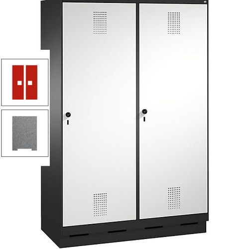 Doppel-Spind, Garderobenschrank, 2 Türen für 4 Abteile a 300 mm, Korpus anthrazitgrau, Türen anthrazitgrau, 1.800 x 1.200 x 500 mm (HxBxT)