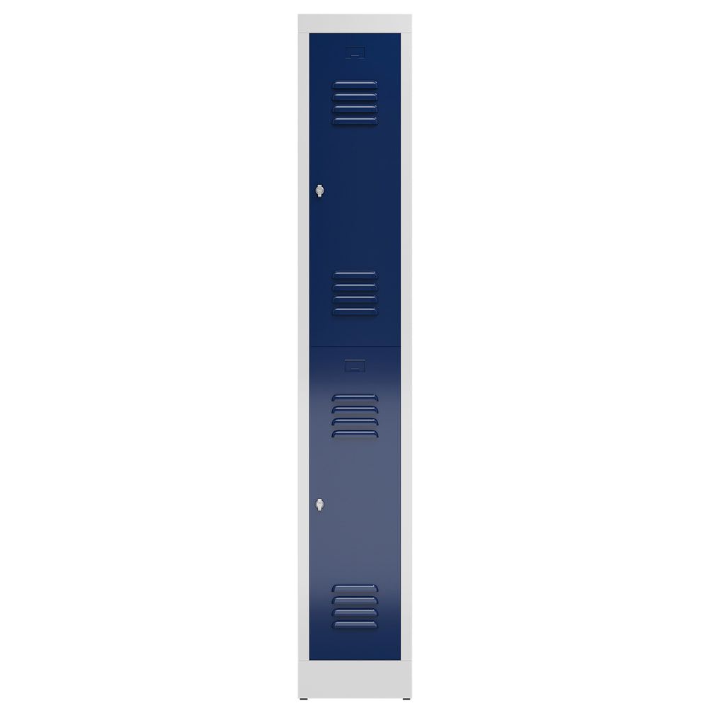 Garderobenschrank, Doppelstockspind, 1 Abteil, 2 Fächer, 1.800 x 310 x 500 mm (HxBxT), Stahl, Drehriegel, Korpus: lichtgrau, Front: anthrazitgrau