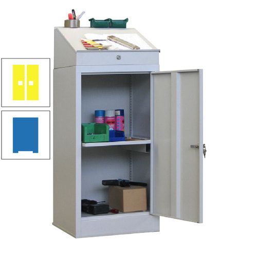 Stehpult mit Schrank - Vollblechtür - Zylinderschloss - 1 Ausziehboden - 1.270x500x500 mm (HxBxT) - anthrazitgrau
