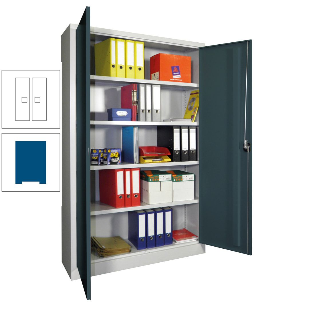 Aktenschrank - Vollblechtüren - 1.950x1.200x400 mm (HxBxT) - 4 Einlegeböden verzinkt - Zylinderschloss - anthrazitgrau