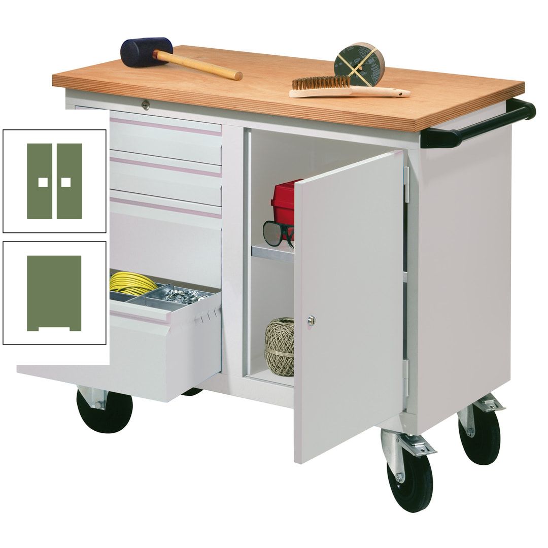 Mobile Werkbank - Werkstattwagen - 915 x 1.090 x 600 mm - 4 Schubladen und Schrankfach - anthrazitgrau