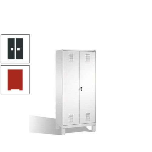 Doppel-Spind, Doppeltüren, Garderobenschrank mit Füßen, 2 Abteile a 400 mm, Korpus anthrazitgrau, Tür anthrazitgrau, 1.850 x 800 x 500 mm (HxBxT)