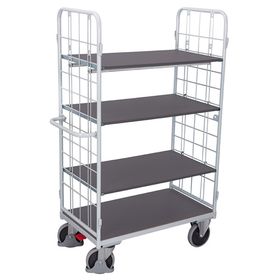 Etagenwagen - 2 Gitterwände - 4 Etagen - grau - Höhe 1.800 mm - Transportwagen
