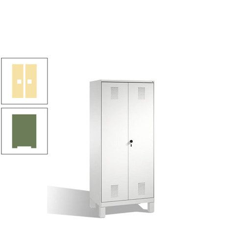 Doppel-Spind, Doppeltüren, Garderobenschrank mit Füßen, 2 Abteile a 400 mm, Korpus anthrazitgrau, Tür anthrazitgrau, 1.850 x 800 x 500 mm (HxBxT)