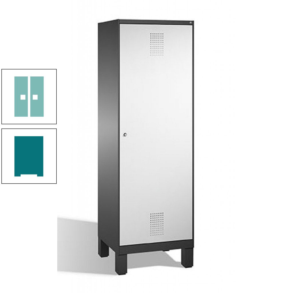 Doppel-Spind, Garderobenschrank, 1 Tür für 2 Abteile a 300 mm, Korpus anthrazitgrau, Türen anthrazitgrau, 1.850 x 600 x 500 mm (HxBxT)