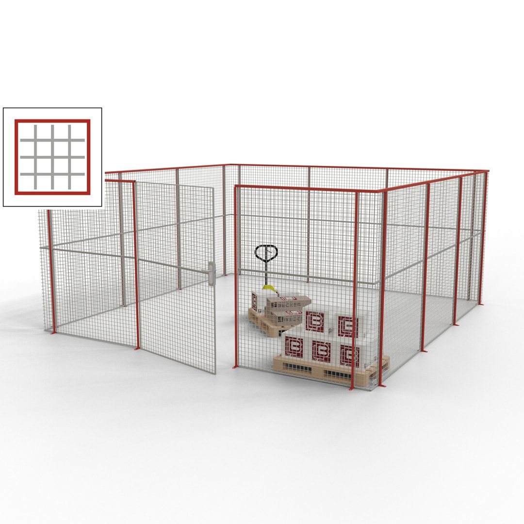 Maschinen Schutzgitter - Hallentrennwand - Sicherheitszaun - Tür - 18 m - 2.200 x 4.900 x 4.900 mm (HxBxT) - enzianblau