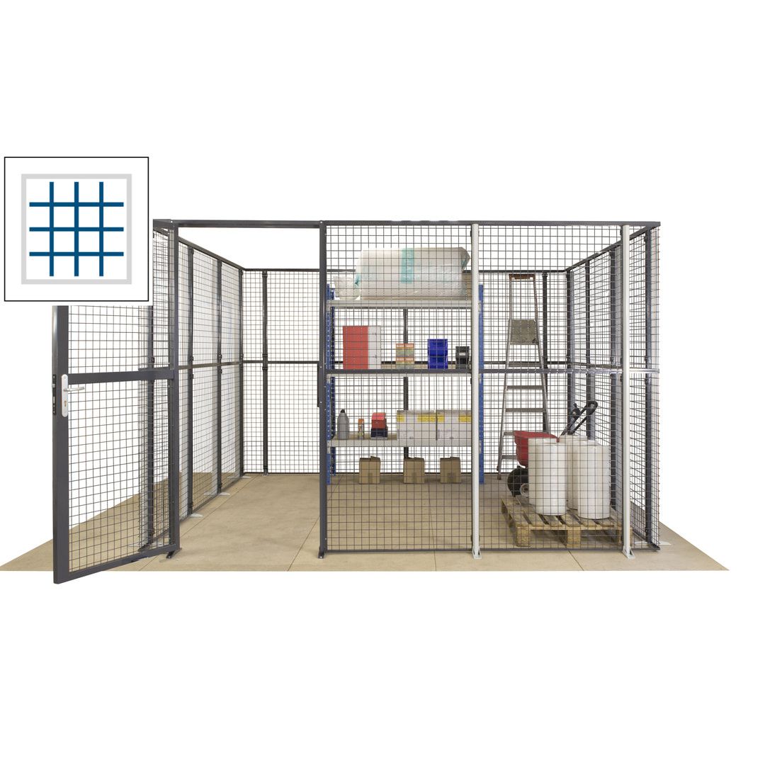 Maschinen Schutzgitter - Hallentrennwand - Sicherheitszaun - Tür - 72 m - 2.200 x 21.400 x 15.400 mm (HxBxT) - enzianblau
