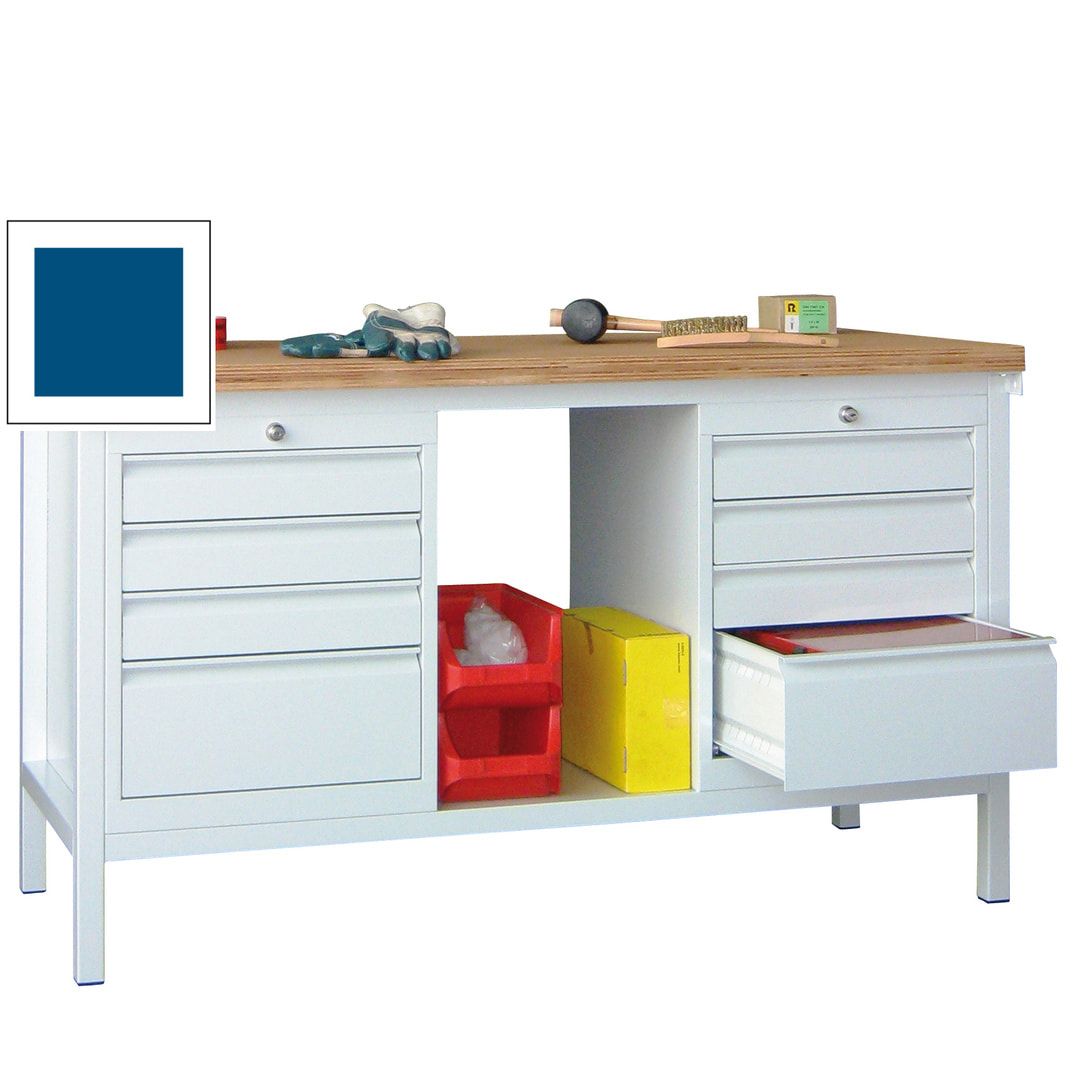 Werkbank - 2 Schubladenblöcke - 900 x 1.500 x 700 mm (HxBxT) - anthrazitgrau