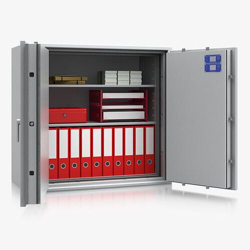 Dokumententresor, Geldschrank, Safe, VdS Klasse 1, 60 Minuten feuerfest, Türen 2-flügelig, 1 Fachboden, 901 x 975 x 459 mm (HxBxT), lichtgrau