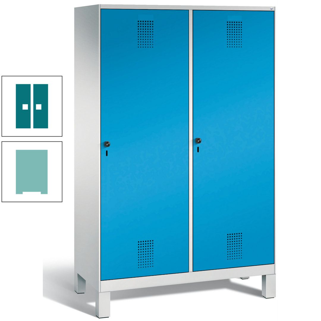 Doppel-Spind, Garderobenschrank, 2 Türen für 4 Abteile a 300 mm, Korpus anthrazitgrau, Türen anthrazitgrau, 1.850 x 1.200 x 500 mm (HxBxT)