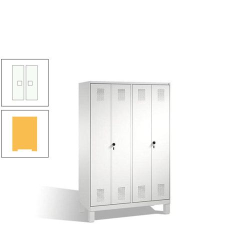 Doppel-Spind, Doppeltüren, Garderobenschrank mit Füßen, 4 Abteile a 300 mm, Korpus anthrazitgrau, Tür anthrazitgrau, 1.850 x 1.200 x 500 mm (HxBxT)