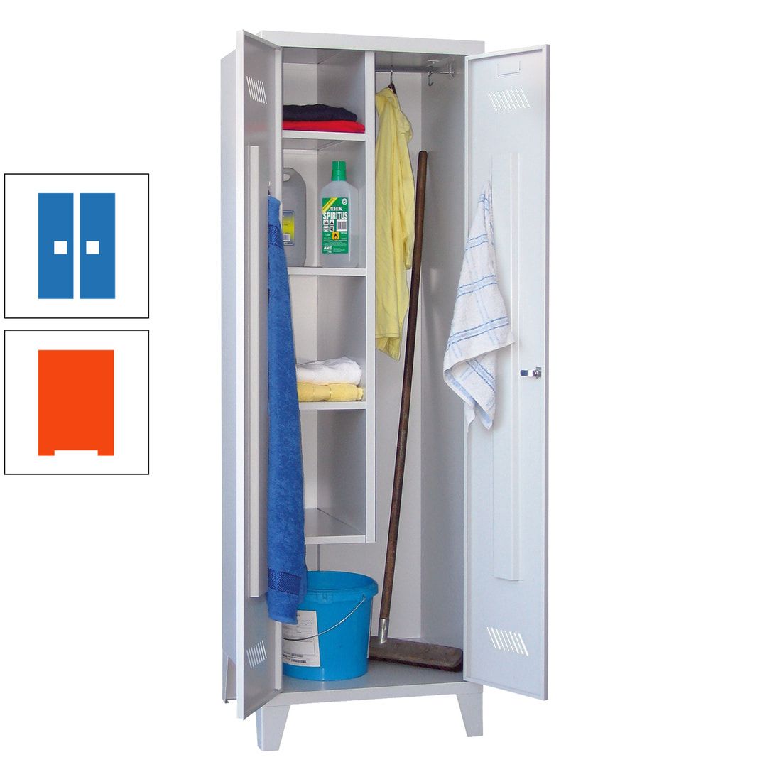 Putzschrank mit Füßen - 1 Abteil mit Trennwand - 1.850x600x500 mm (HxBxT) - Drehriegel - anthrazitgrau