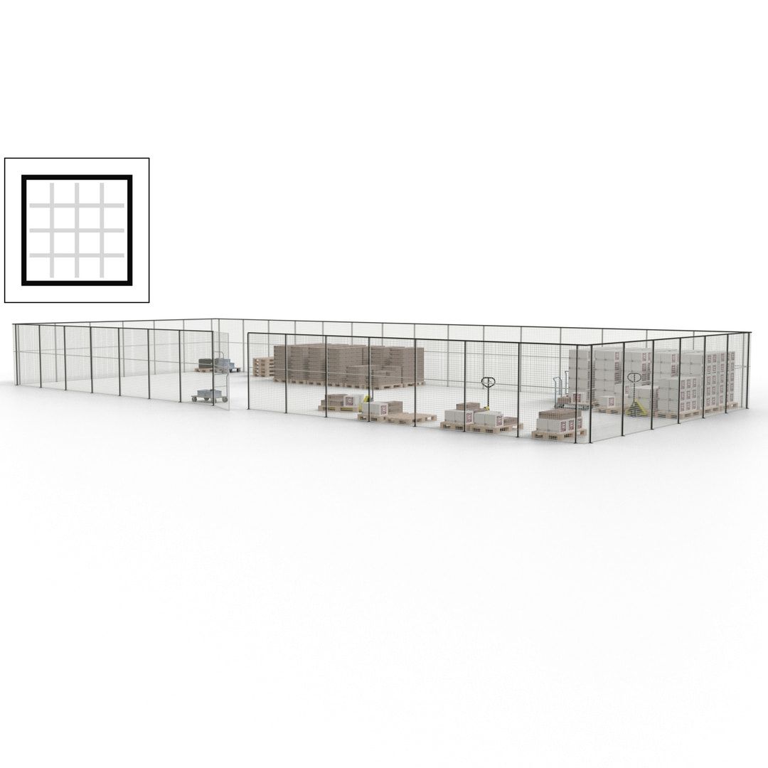 Maschinen Schutzgitter - Hallentrennwand - Sicherheitszaun - Tür - 63 m - 2.200 x 22.900 x 9.400 mm (HxBxT) - enzianblau