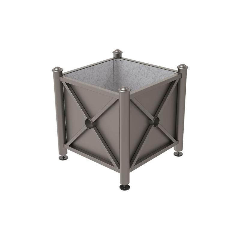 Pflanzbehälter, Stahlblech feuerverzinkt, verstellbare Füße, Innenfach feuerverzinkt, Kopf Agora, 750 x 800 x 800 mm (HxBxT), enzianblau