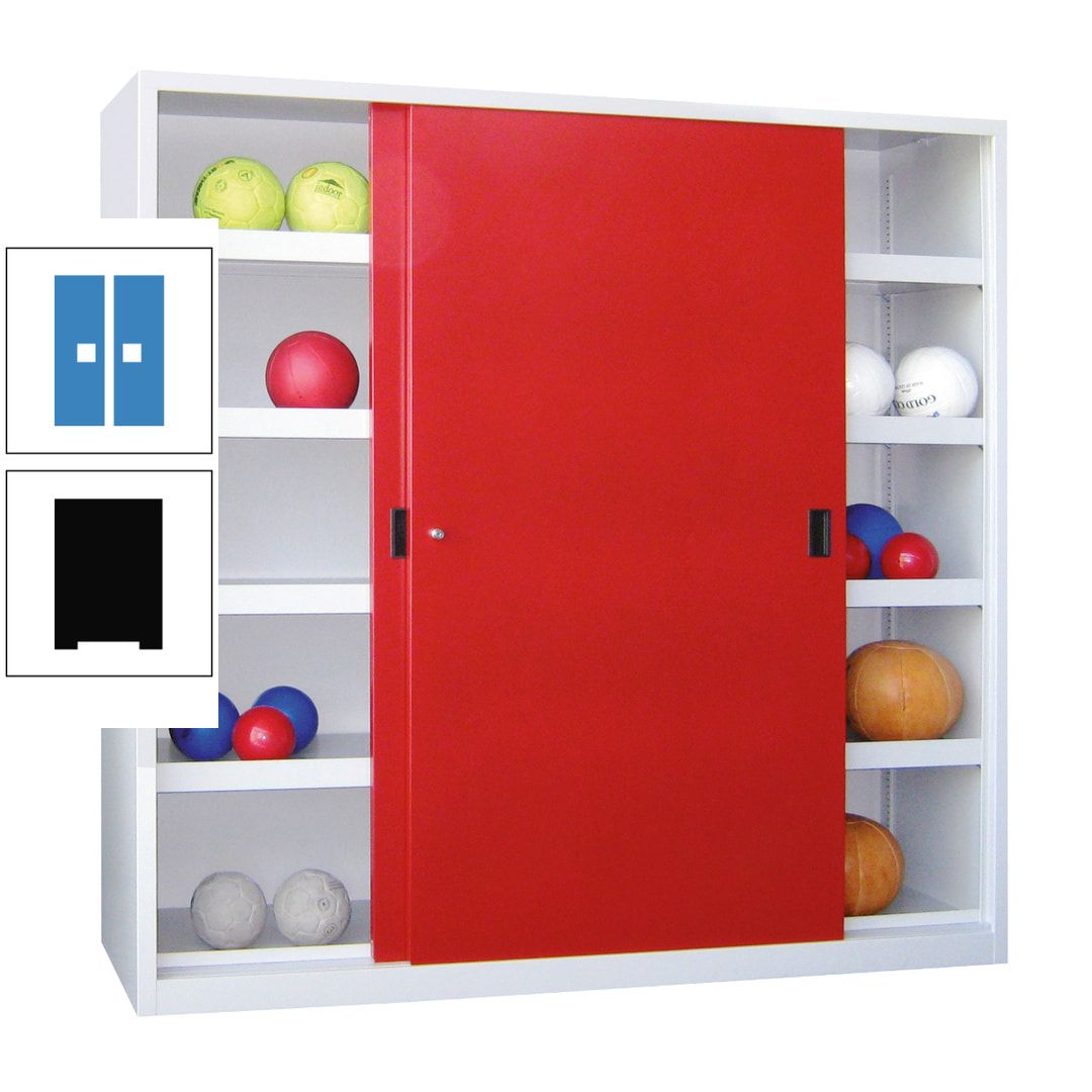 Ballschrank - Schiebetüren - Trennwand - 8 Böden - 1.950x1.500x600 mm (HxBxT) - anthrazitgrau