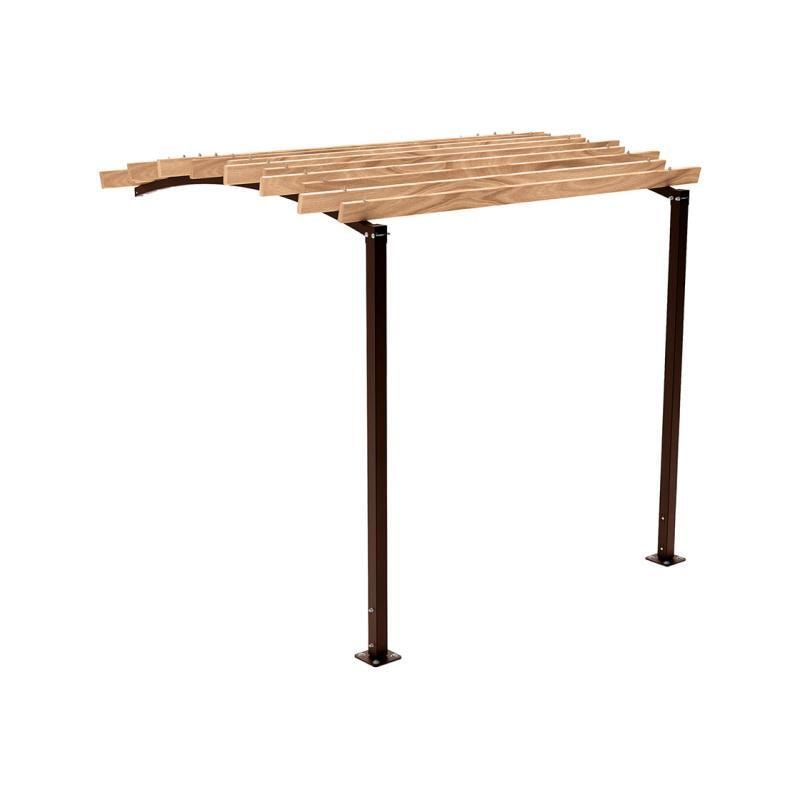 Pergola seitliche Erweiterung, Kiefer druckimprägniert Klasse 4, Stahlrohr 80x80 mm, 2.910 x 2.520 x 3.020 mm (HxBxT) fvz, beschichtet Farbe Purpurrot