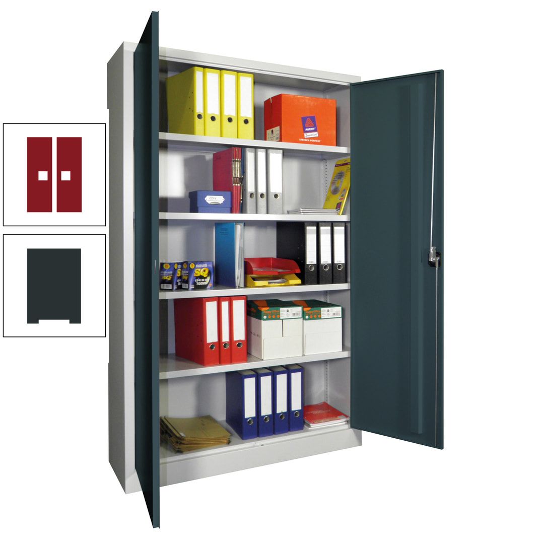 Aktenschrank - Vollblechtüren - 1.950x1.200x400 mm (HxBxT) - 4 Einlegeböden verzinkt - Zylinderschloss - anthrazitgrau