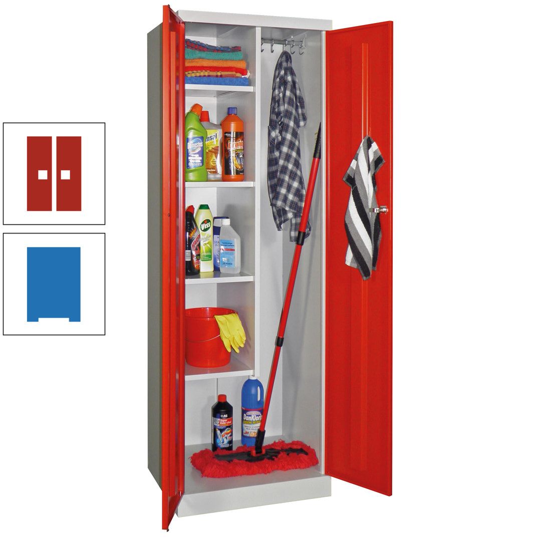 Putzschrank mit Sockel - 1 Abteil mit Trennwand - 1.800x600x500 mm (HxBxT) - Zylinderschloss - anthrazitgrau