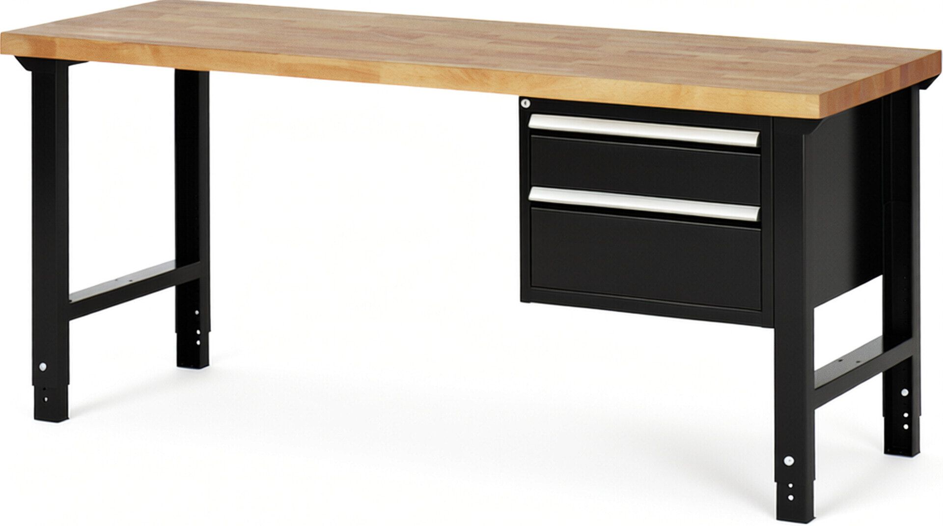 Werkbank - 2 Schubladen - Teilauszug - 150:1 / 210:1 - Höhe 790-1.140 mm - 2.000 x 700 mm (BxT) - 750 kg - Buche - Anthrazitgrau