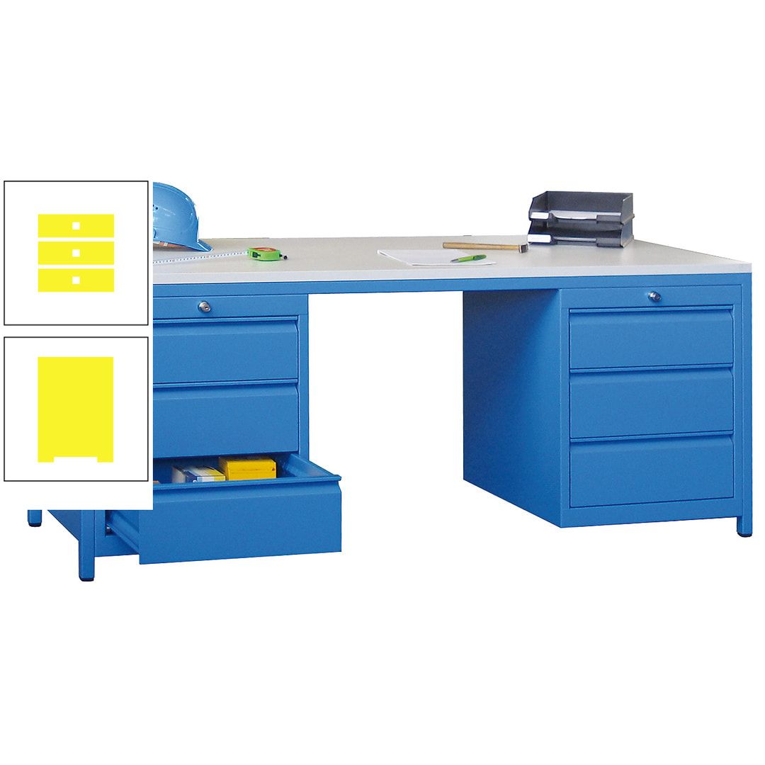 Meisterschreibtisch - 2 Schubladenblöcke - 6 Schubladen - 720 x 1.700 x 800 mm (HxBxT) - anthrazitgrau