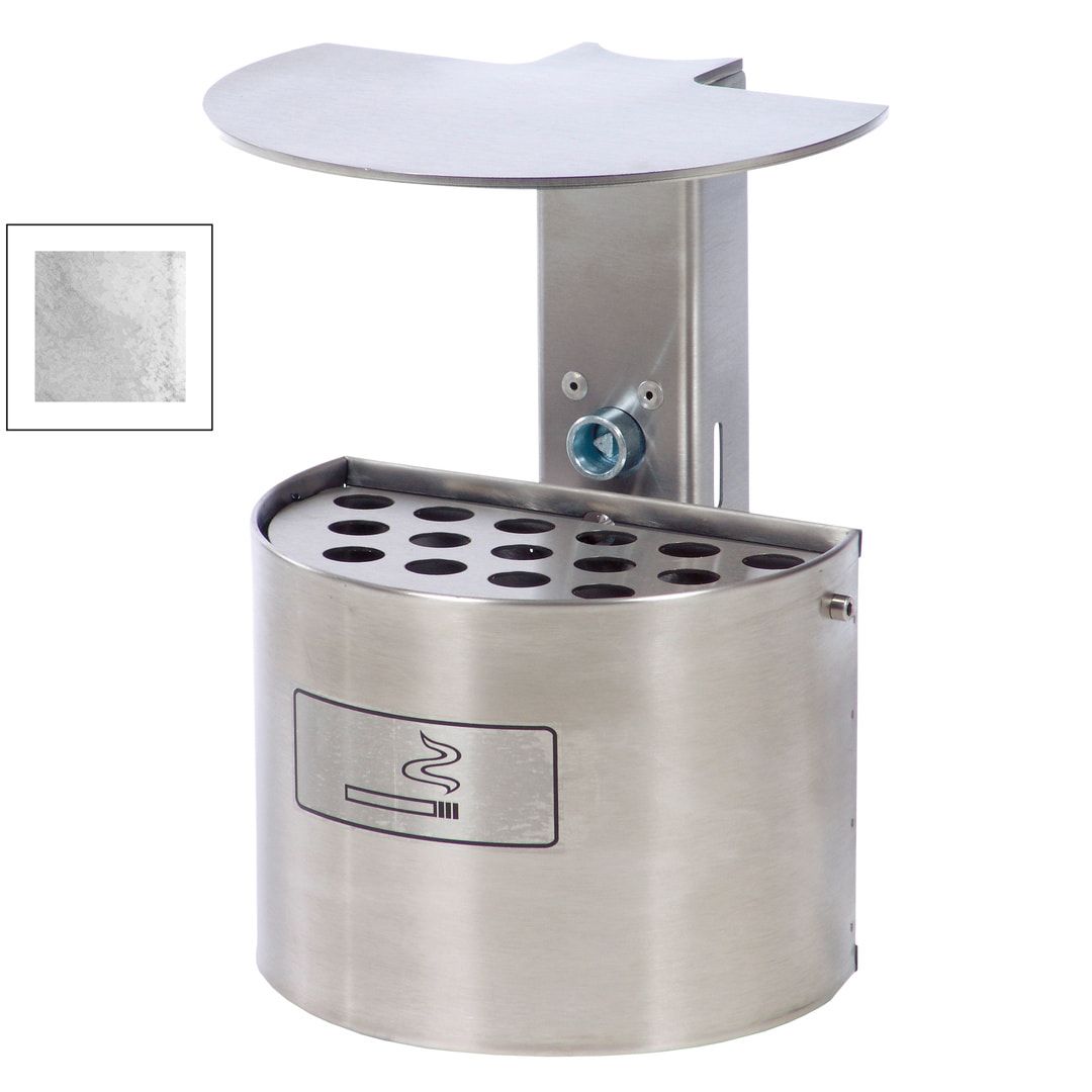 Halbrund-Ascher - 2 l - mit Haube - Wand- o. Pfostenmontage - Aschenbecher - anthrazitgrau