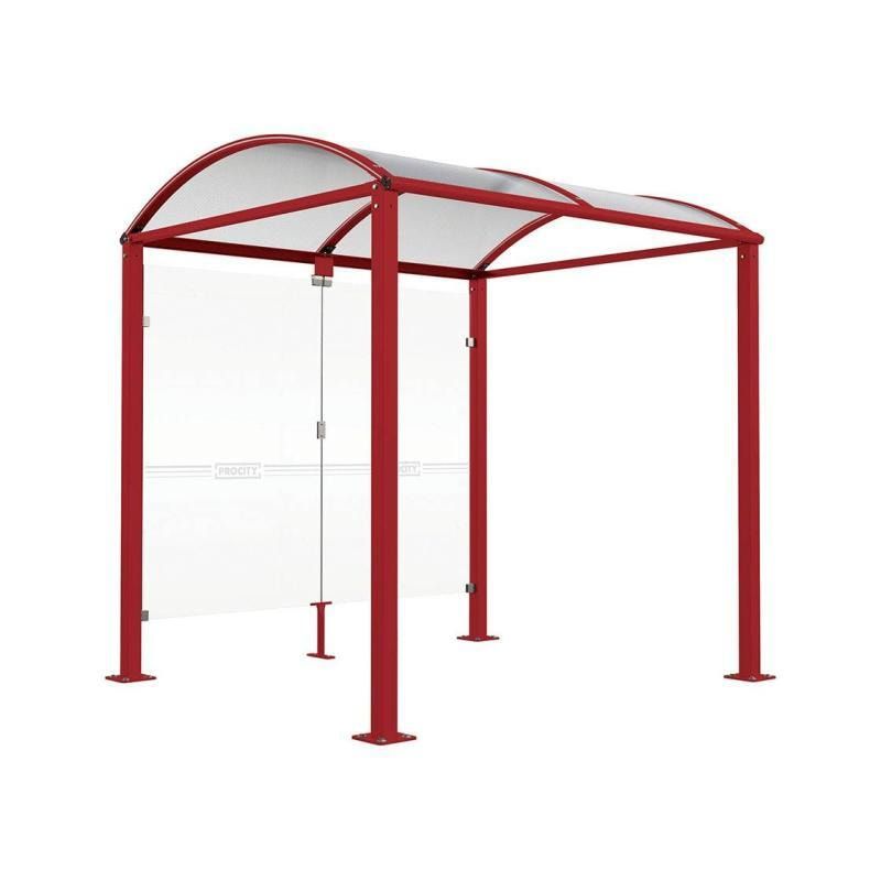 Fahrradunterstand, Fahrradüberdachung, All-in-One + Zusatz, Sicherheitsglas, 2.635 x 5.000 x 2.090 mm (HxBxT), auf Bodenplatten, Farbe enzianblau