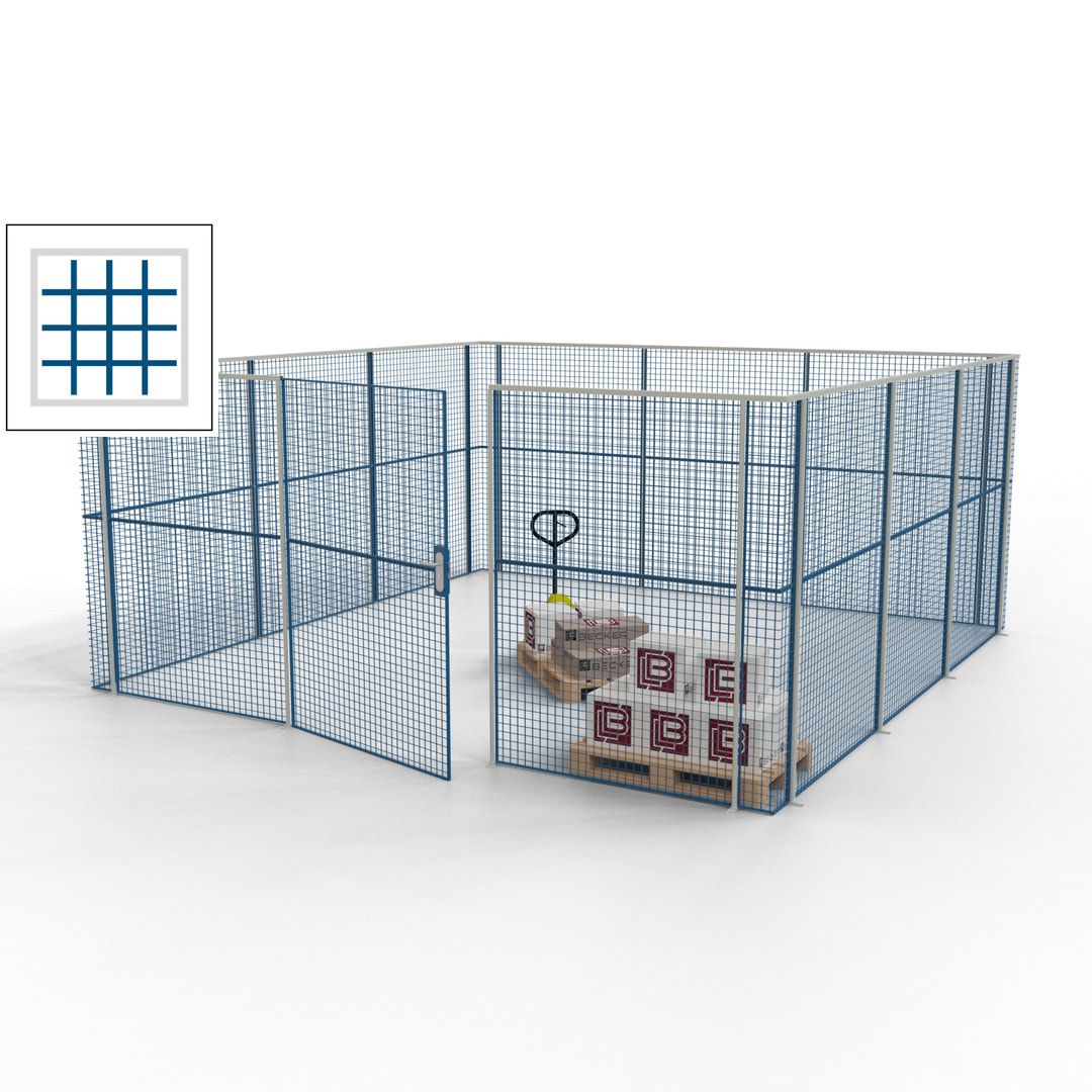 Maschinen Schutzgitter - Hallentrennwand - Sicherheitszaun - Tür - 18 m - 2.200 x 4.900 x 4.900 mm (HxBxT) - enzianblau
