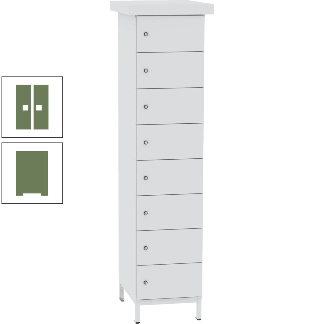 Akkuschrank, Batterieladeschrank, 8 Fächer, Schutzart IP54, Schuko, 1.855 x 400x 570 mm (HxBxT), Korpusfarbe anthrazitgrau, Frontfarbe anthrazitgrau