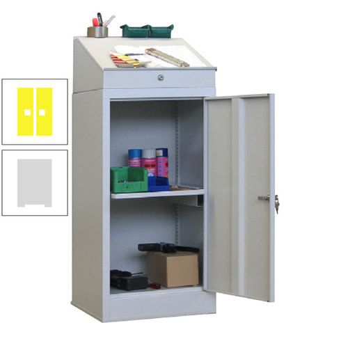 Stehpult mit Schrank - Vollblechtür - Zylinderschloss - 1 Ausziehboden - 1.270x500x500 mm (HxBxT) - anthrazitgrau