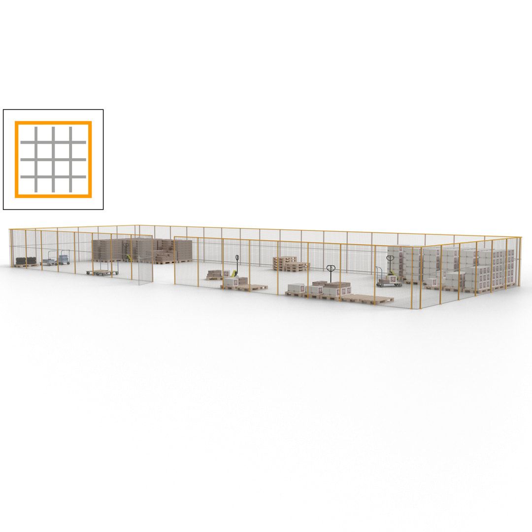 Maschinen Schutzgitter - Hallentrennwand - Sicherheitszaun - Tür - 69 m - 2.200 x 19.900 x 15.400 mm (HxBxT) - enzianblau