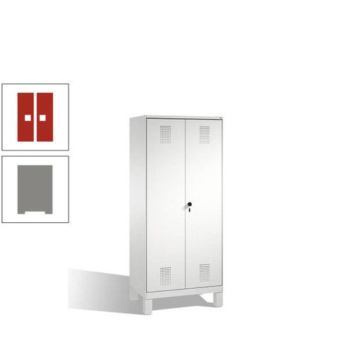 Doppel-Spind, Doppeltüren, Garderobenschrank mit Füßen, 2 Abteile a 400 mm, Korpus anthrazitgrau, Tür anthrazitgrau, 1.850 x 800 x 500 mm (HxBxT)