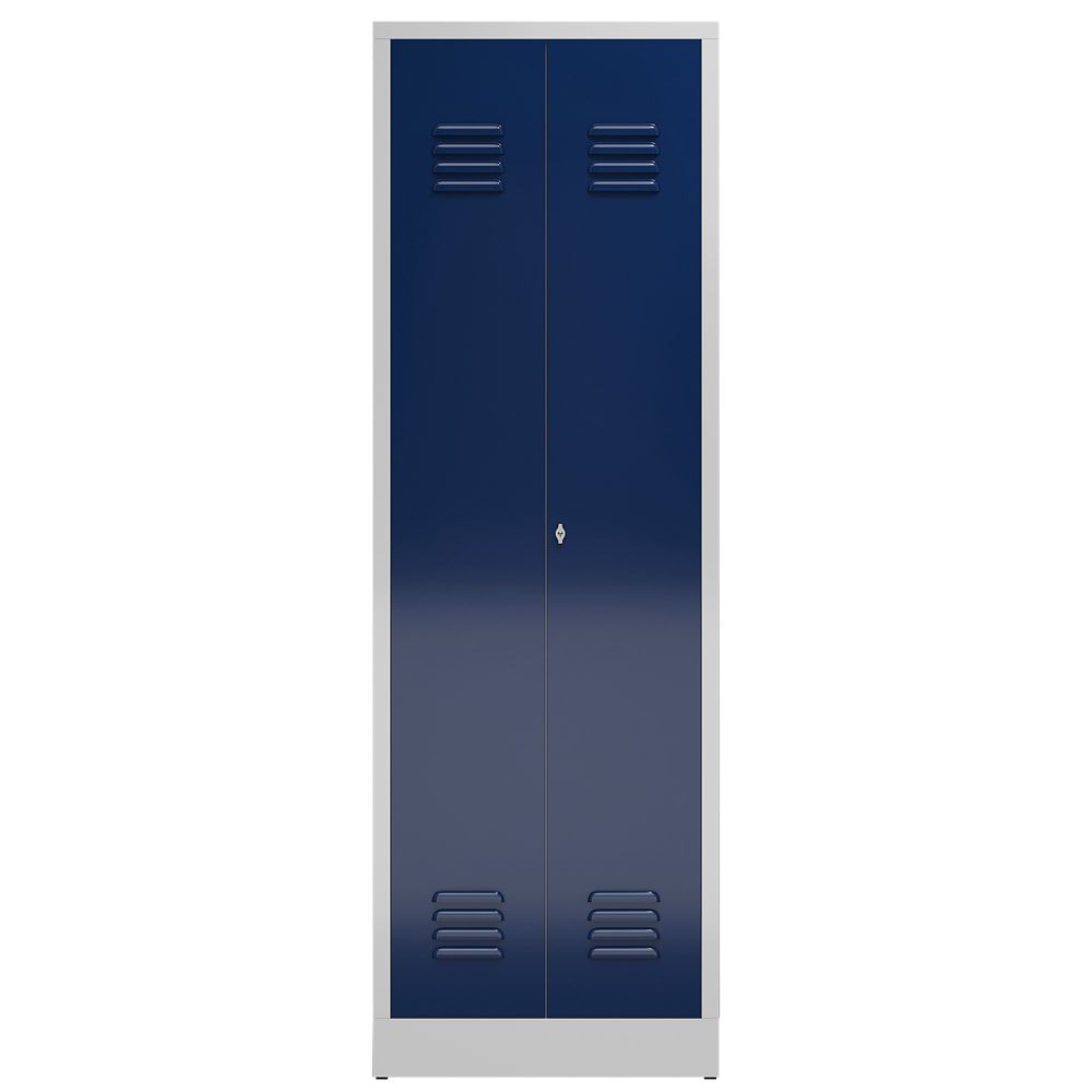 Mehrzweckschrank, Garderobenschrank, 2 Abteile, 6 Fächer, 1.800 x 590 x 500 mm (HxBxT), Drehriegel, Stahl, Korpus: lichtgrau, Front: anthrazitgrau