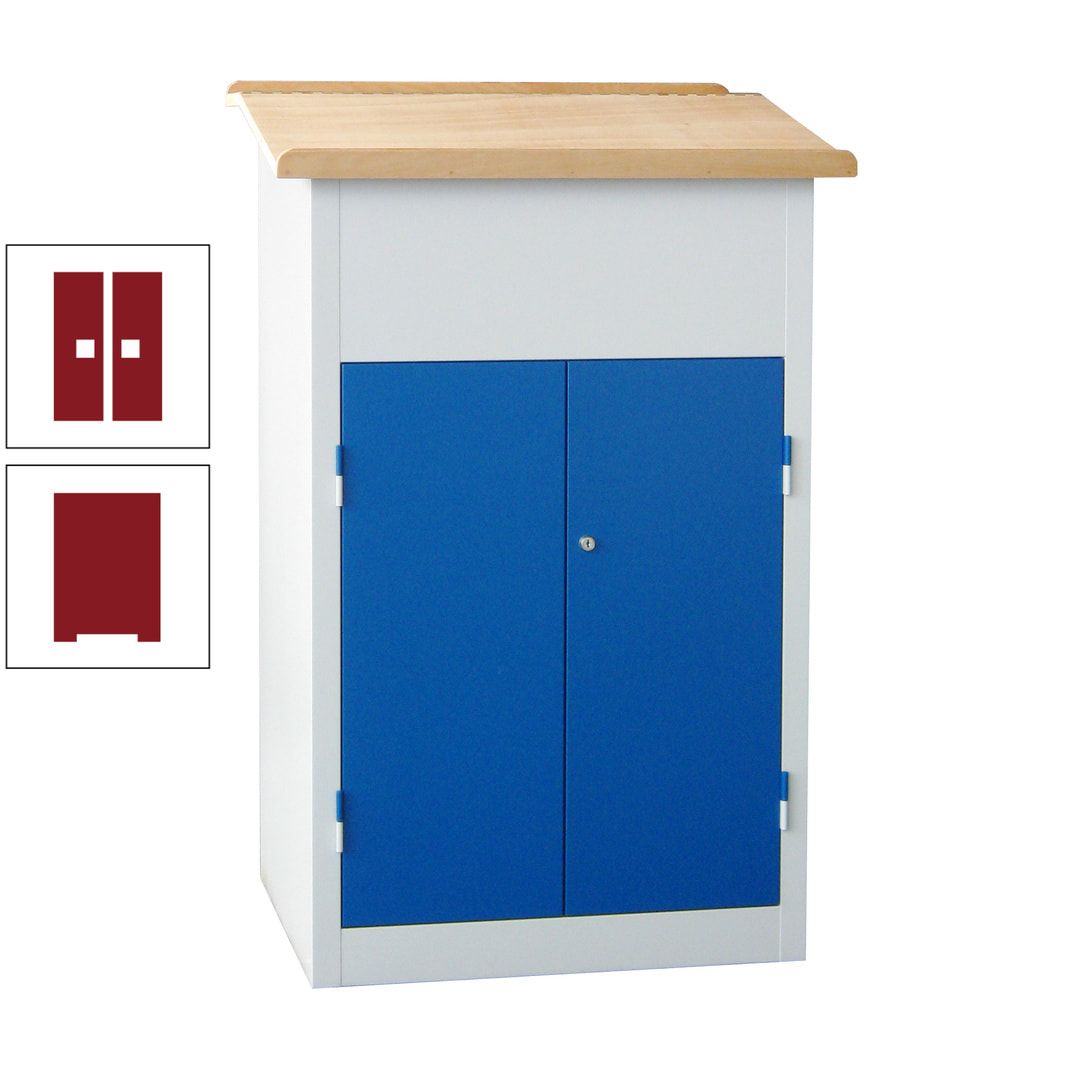 Stehpult mit Schrank - Vollblechtür - Zylinderschloss - 2 Böden - 1.200 x 700 x 600 mm (HxBxT) - anthrazitgrau