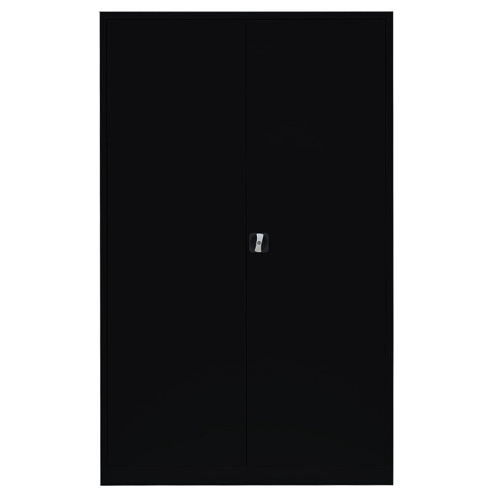 Aktenschrank, Büroschrank, abschließbar, Flügeltüren, 4 Fachböden, 1.950 x 1.200 x 422 mm (HxBxT), Stahl, Korpus und Türen in lichtgrau