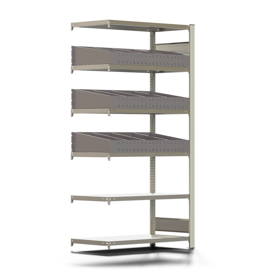 Fachbodenregal - 150 kg - 3 Fachböden - 3 Schüttensets - 2.000 x 1.005 x 500 mm (HxBxT) - Anbauregal - verzinkt