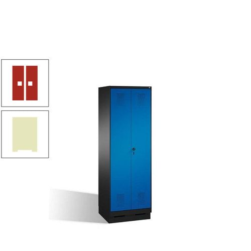 Doppel-Spind, Doppeltüren, Garderobenschrank mit Sockel, 2 Abteile a 300 mm, Korpus anthrazitgrau, Tür anthrazitgrau, 1.800 x 600 x 500 mm (HxBxT)